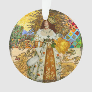 Adorno Mujer Vintage Sol Dorado: Arte de Collage de Leo Z