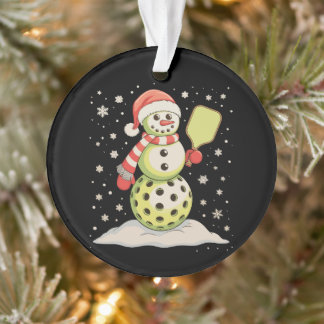 Adorno Muñeco de nieve de pickleball sombrero de Santa lu
