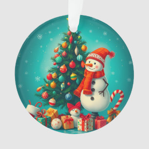 Adorno Muñeco de nieve festivo y árbol de Navidad con reg