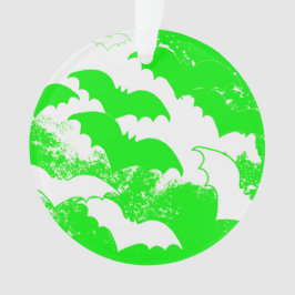 Adorno Murciélagos Blancos En Verde De Vuelo