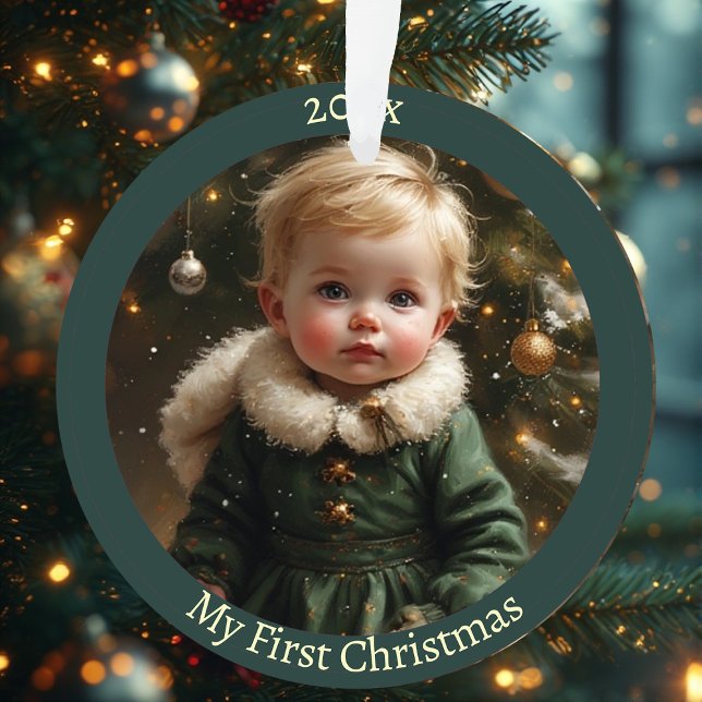 Adorno My First Christmas Madonna Personalized Baby Photo (My First Christmas Madonna Personalized Baby Photo Ornament)