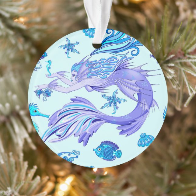 Adorno Mystic Mermaid Fairy Purple Creple Ceramic Tile (Árbol)