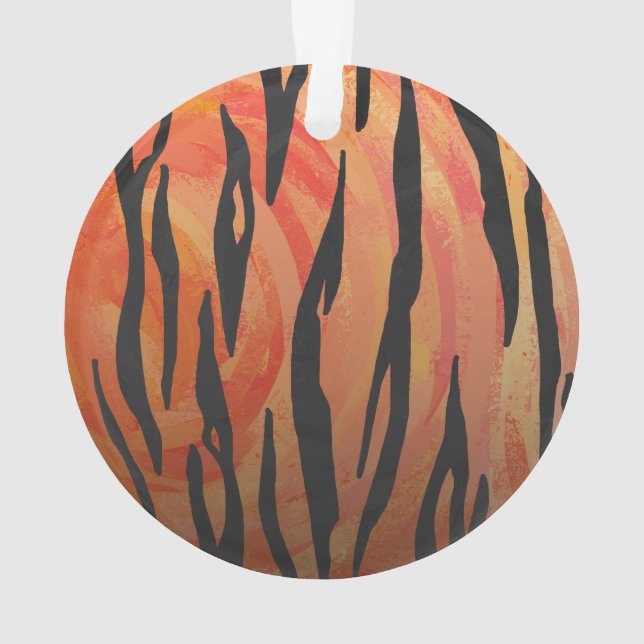 Adorno Naranja caliente tigre e impresión en negro (Reverso)