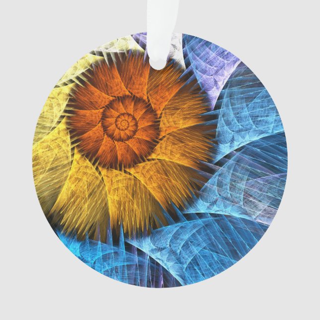 Adorno Naranja floral Azul amarillo abstracto arte (Anverso)