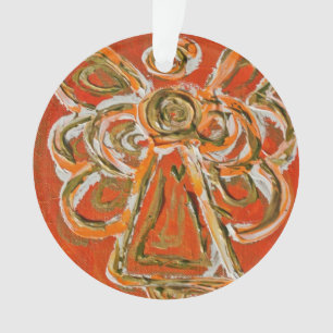 Adorno Naranja Guardian Angel Gift Holiday Ornament
