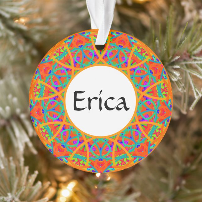 Adorno Naranja Mandala Personalizable Boho Navidades (Árbol)