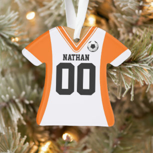 Adorno Naranja personalizado/Jersey de fútbol blanco