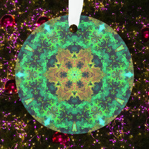 Adorno Naranja psicodélico de flores hippie y verde