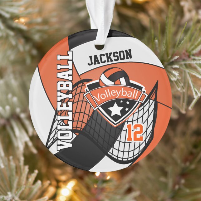 Adorno Naranja, voleibol negro y blanco 🏐 (Árbol)