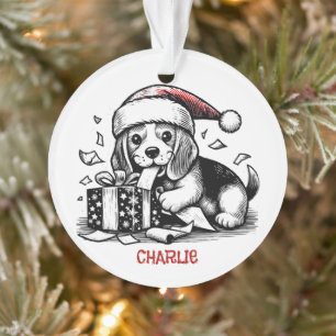 Adorno Naughty Cute Beagle Navidades regalo personalizado