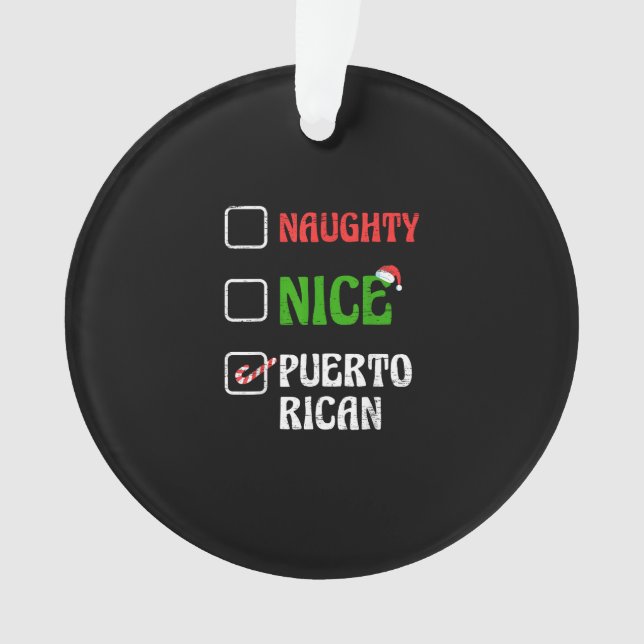 Adorno Naughty Nice Puertorican Santa Holiday Sweet (Anverso)