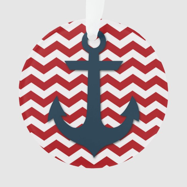 Adorno Nautical Anchor Red White Blue Nombre personalizad (Anverso)