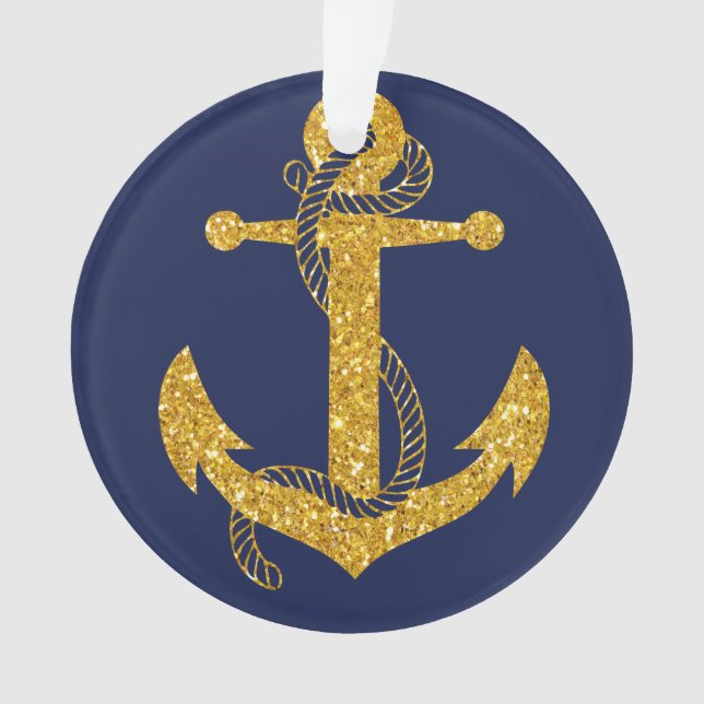 Adorno Nautical Christmas Ornament Anchor Oro Acrílico (Anverso)