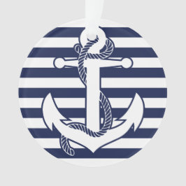 Adorno Nautical Christmas Ornament White Anchor acrílico
