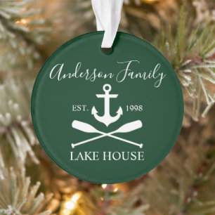 Adorno Nautical Lake House Anchor Oars Nombre de familia 