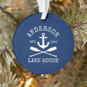 Adorno Nautical Lake House Anchor Oars Nombre Familia Azu
