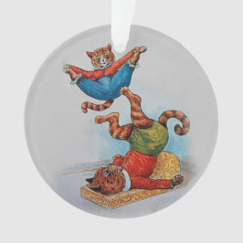 Adorno Navidad acrobático del vintage de los gatos de