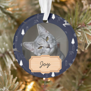 Adorno Navidad azul blanca vacaciones Foto de gato person