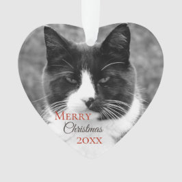Adorno Navidad blanco y negro del gato