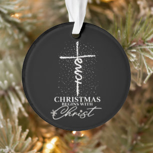 Adorno Navidad Comienza con Cristo Jesús Cruz Cristiano