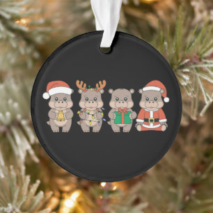 Adorno Navidad de Moo Deng hipopótamo bebé