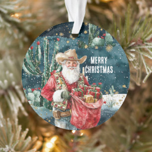 Adorno Navidad del vaquero occidental de Santa Claus