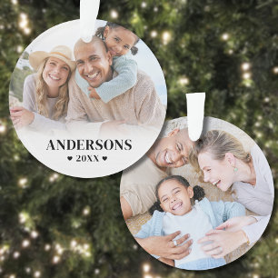 Adorno Navidad Familiar Personalizada con Dos Fotos en Am