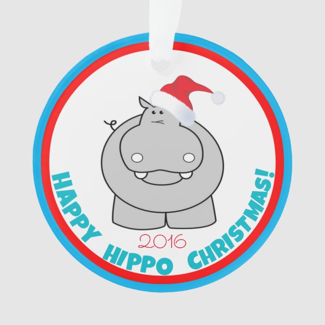 Adorno Navidad feliz del hipopótamo: Recuerdo adorable (Anverso)