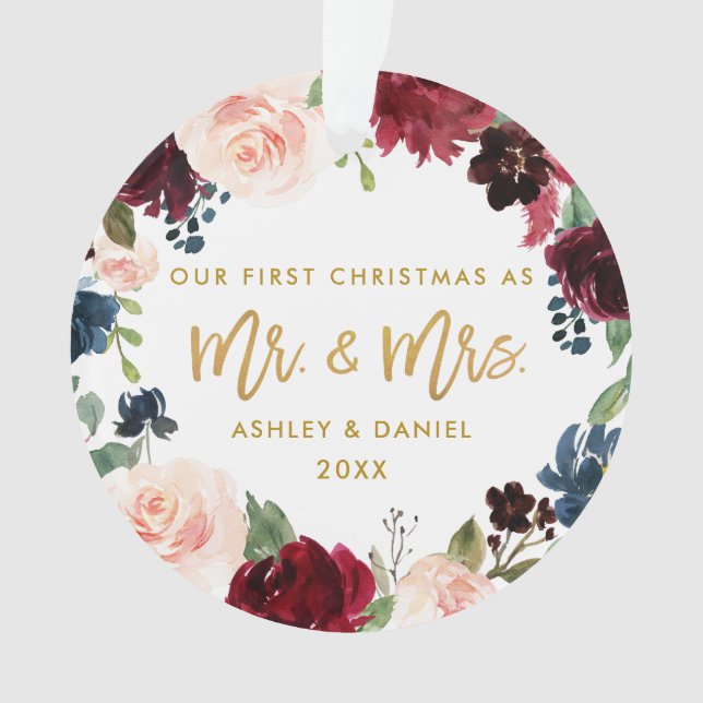 Adorno Navidad floral de la acuarela de la escritura del (Anverso)