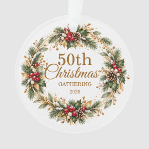 Adorno Navidad Holly Pine Snow Gold