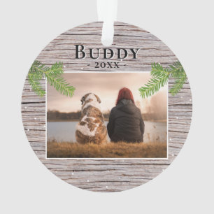 Adorno Navidad Madera Rústica Perro Mascota 2 Fotos