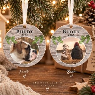Adorno Navidad Madera Rústica Perro Mascota 2 Fotos