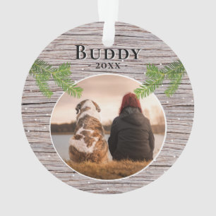 Adorno Navidad Madera Rústica Perro Mascota 2 Fotos