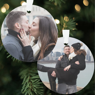 Adorno Navidad personalizada de doble cara con dos fotos