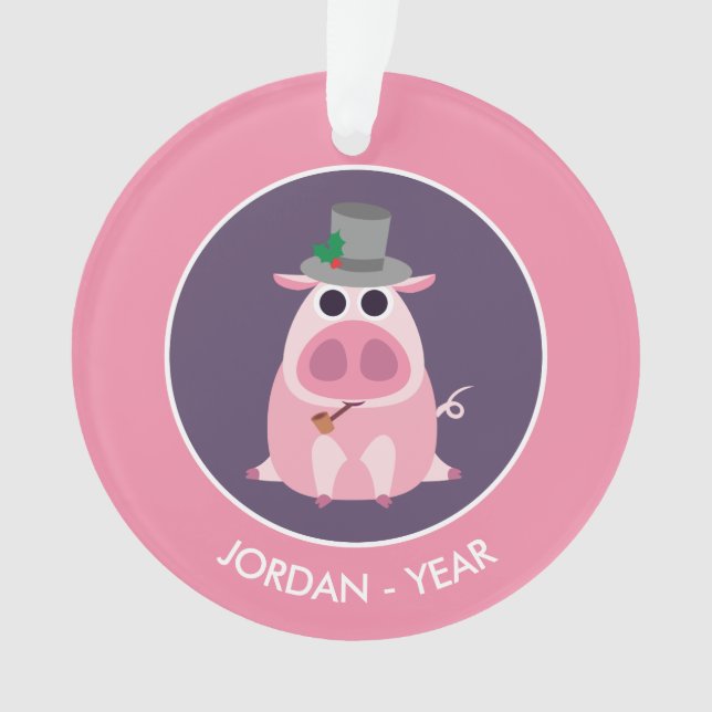 Adorno Navidad receloso el cerdo (Anverso)