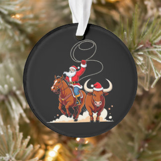 Adorno Navidad Santa Vaquero Lazo Toros Rodeo
