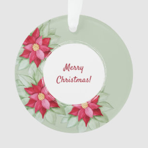 Adorno Navidad Star Red Poinsettia Watercolor
