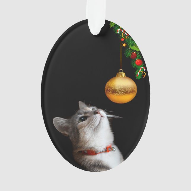 Adorno Navidad tentado del gato del gatito (Reverso)