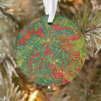 Adorno Navidad Verde Rojo Dorado mármol acrílico abstract