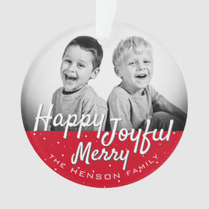 Adorno Navidad Vintage Foto Escritura Alegre Feliz Jubilo