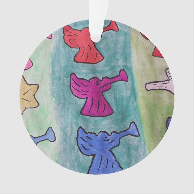 Adorno Navidades Ángeles con trompetas acrílicos (Anverso)