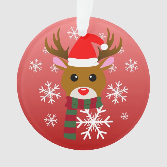 Adorno Navidades blancos Rudolph, reno de la nariz roja (Anverso)