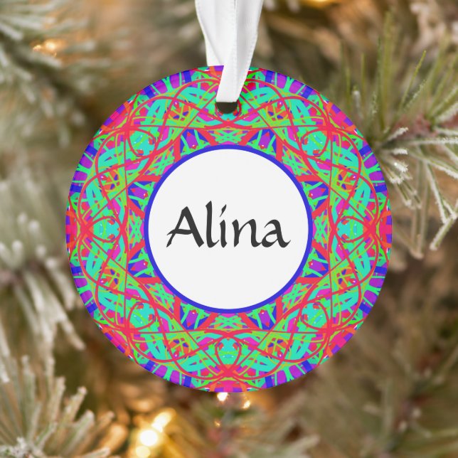 Adorno Navidades Boho del Personalizable Mandala Verde Ro (Árbol)