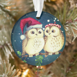 Adorno Navidades búhos enamorados
