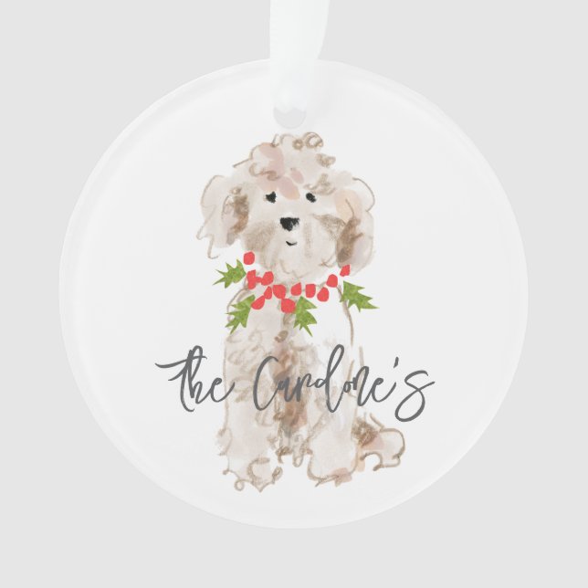 Adorno Navidades Cachorro Cerdo NOMBRE Familia Año Holly  (Anverso)