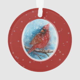 Adorno Navidades Cardenal Snowflakes sobre rojo o azul