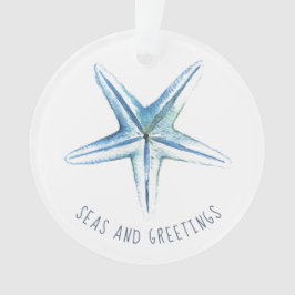 Adorno Navidades costeros Blue Watercolor Starfish
