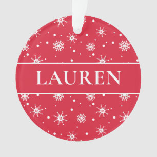 Adorno Navidades Cuadros Añadir nombre Copos de nieve Roj