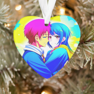 Adorno Navidades de abrazo de parejas de anime personaliz