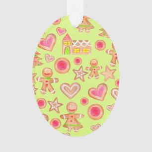 Adorno navidades de acuarela galletas de pan de jengibre